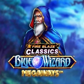 Fire Blaze Blue Wizard Megaways slot logo by Rarestone Gaming at Betspino Casino
